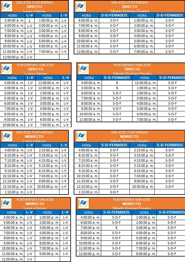 costa rica puntarenas horarios san jose puntarenas