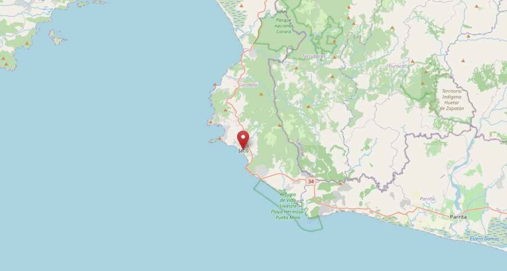 Costa Rica Puntarenas Jaco Map